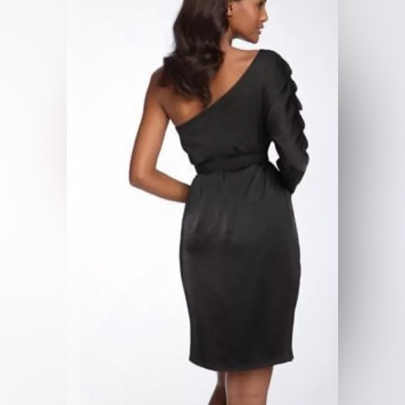 BCBG MAX AZRIA BLACK ONE SHOULDER DRESS  XS NWOT - Picture 3 of 5